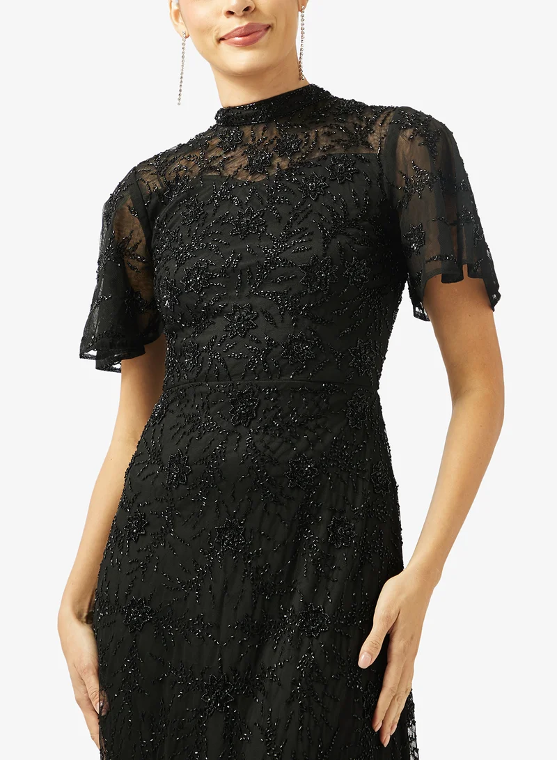 Beauut  Crew Neck Embellished  Maxi Dress for Women | Best Price UAE
